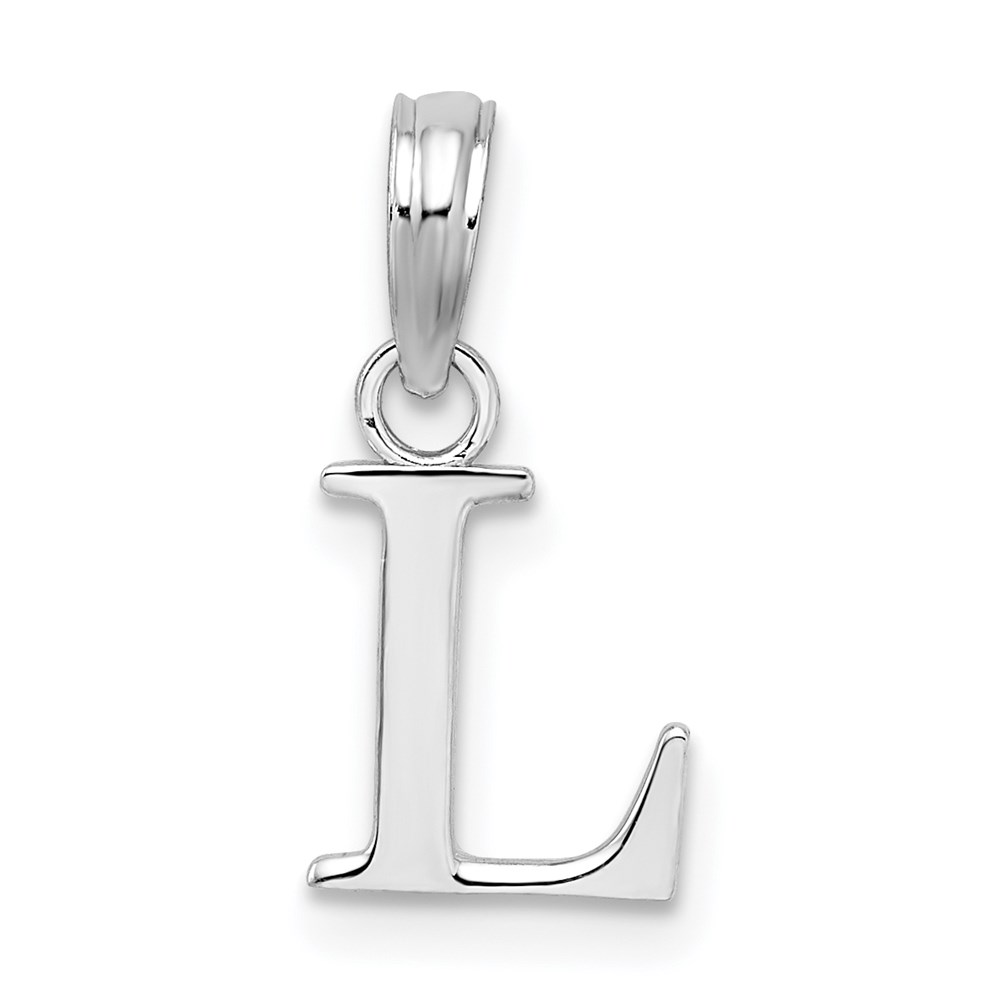 QC9792L.jpg Sterling Silver Rhodium-plated Polished Block Initial -L- Pendant - Image 1