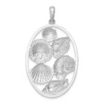 De-Ani Sterling Silver Rhodium-plated Polished Shells Oval Pendant - Image 5