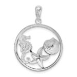 De-Ani Sterling Silver Rhodium-plated Polished Sea Life Round Pendant - Image 4