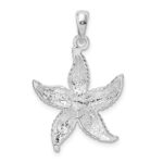 De-Ani Sterling Silver Rhodium-Plated Polished and Textured Starfish Pendant - Image 4