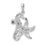 De-Ani Sterling Silver Rhodium-Plated Polished Starfish and Seahorse Pendant - Image 4