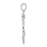 De-Ani Sterling Silver Rhodium-Plated Polished Anchor with Ships Wheel Pendant - Image 2