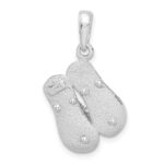 De-Ani Sterling Silver Rhodium-Plated Polished 3D Flip-flops Pendant - Image 4