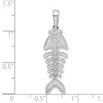 De-Ani Sterling Silver Rhodium-Plated Polished and Textured 3D Fishbone Pendant - Image 4