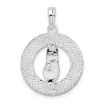De-Ani Sterling Silver Rhodium-Plated Textured Siesta Key Florida with Flip-flop Pendant - Image 4