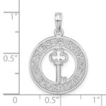 De-Ani Sterling Silver Rhodium-Plated Textured Siesta Key Florida with Key Pendant - Image 6