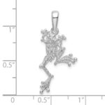 De-Ani Sterling Silver Rhodium-Plated Polished Jumping Frog Pendant - Image 4