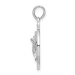 De-Ani Sterling Silver Rhodium-Plated Polished Bahamas Circle with Shell Pendant - Image 2