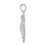 De-Ani Sterling Silver Rhodium-Plated Polished Large Swimming Sea Turtle Pendant - Image 2