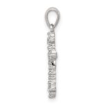 Sterling Silver Rhodium Diamond Cross Pendant - Image 2