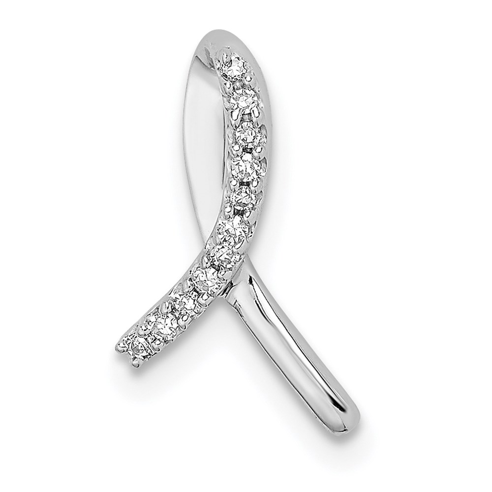 QDX189.jpg Sterling Silver Rhodium Diam. Awareness Ribbon Pendant - Image 1