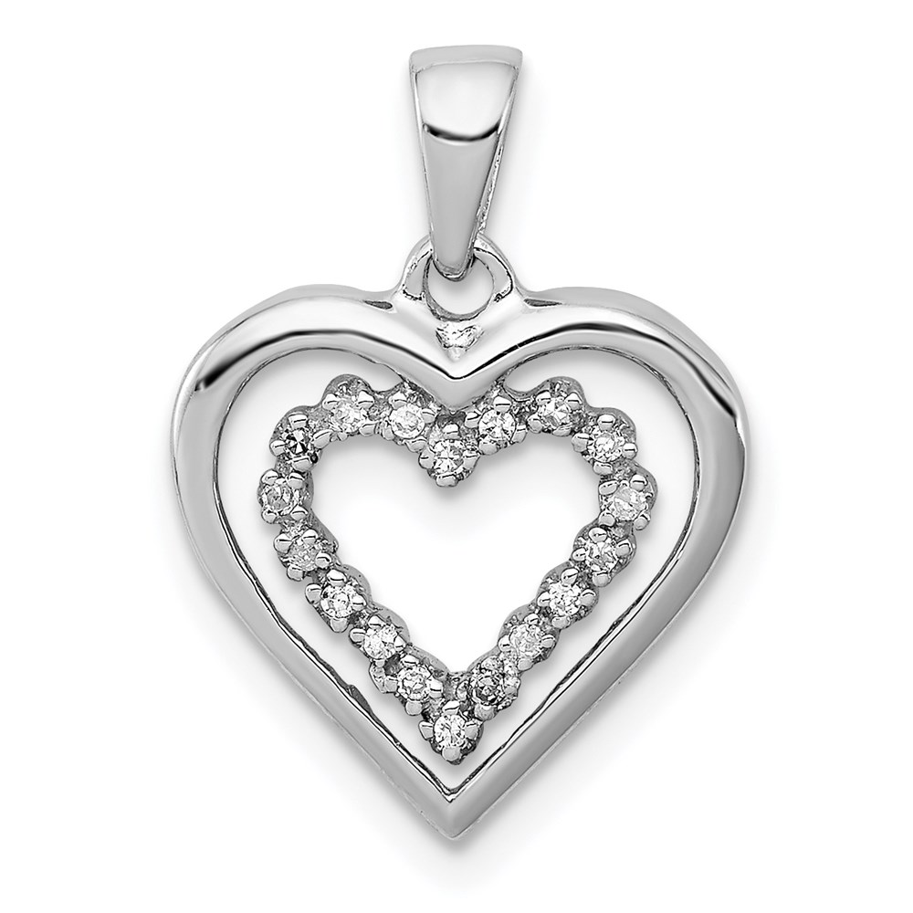 QDX206.jpg Sterling Silver Rhodium-Plated Diamond Heart Pendant - Image 1