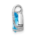 Sterling Silver Rhodium Pear Swiss Blue Topaz Pendant - Image 2