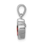Sterling Silver Rhodium Garnet Diamond Pendant - Image 2