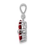 Sterling Silver Rhodium Garnet & Diamond Flower Pendant - Image 2