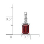 Sterling Silver Rhodium Garnet & Diamond Pendant - Image 3