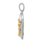 Sterling Silver Rhodium Citrine & Diamond Butterfly Heart Pendant - Image 2