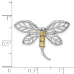 Sterling Silver Rhodium Citrine Dragonfly Chain Slide - Image 3