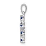Sterling Silver Rhodium Dark Sapphire & Diamond Accent Cross Pendant - Image 2