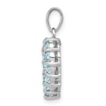 Sterling Silver Rhodium Aqua Heart Pendant - Image 2