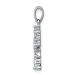 Sterling Silver Rhodium Lt Sw Blue Topaz Cross & Diamond Accent Pendant - Image 2