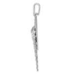 Sterling Silver Rhodium-plated Polished Brushed and Hammered Triangle Pendant - Image 2