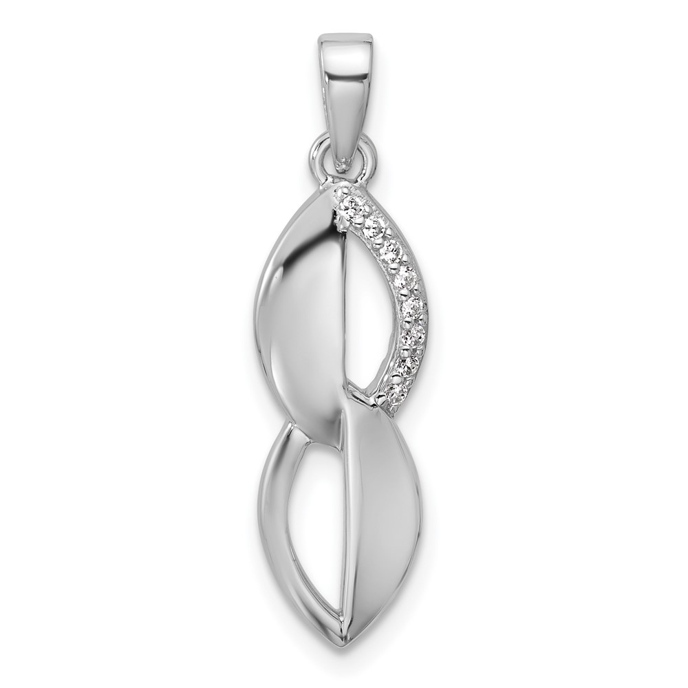 QG7139P.jpg Sterling Silver Rhodium-plated Polished Ovals CZ Pendant - Image 1