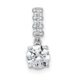 Sterling Silver Rhodium-plated Polished Round CZ Dangling Chain Slide Pendant