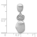 Sterling Silver Rhodium-plated Brushed and Polished Crystal Chain Slide Pendant - Image 4