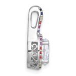 Sterling Silver Rhodium-plated Polished Multi-color Rainbow CZ Oval Halo Chain Slide Pendant - Image 2
