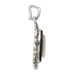 Sterling Silver Antiqued Marcasite with Black Agate and Mother of Pearl Cameo Pendant - Image 2