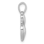 Sterling Silver Rhodium-plated Polished White CZ Double Heart Pendant - Image 2