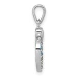 Sterling Silver Rhodium-plated Polished Rainbow CZ Double Heart Pendant - Image 2