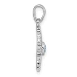 Sterling Silver Rhodium-plated Polished Blue CZ Snowflake Pendant - Image 2