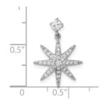 Sterling Silver Rhodium-plated Polished CZ Star Chain Slide Pendant - Image 4