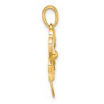 Sterling Silver Gold-tone Polished with White Enamel Lucky 4-Leaf Clover Pendant - Image 2