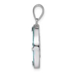 Sterling Silver Rhodium-plated Polished Compressed Turquoise Tree Of Life Pendant - Image 2