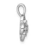 Sterling Silver Rhodium-plated Polished Fancy Flower CZ Pendant - Image 2
