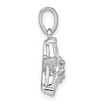 Sterling Silver Rhodium-plated Polished Round and Pear CZ Flower Pendant - Image 2
