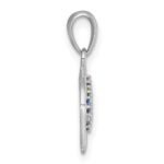Sterling Silver Rhodium-plated Polished Rainbow Nano Crystals Tulip Pendant - Image 2