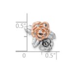Sterling Silver Rhodium-plated and Rose Gold-plated CZ Flowers Chain Slide Pendant - Image 4