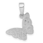 Sterling Silver Rhodium-plated Polished CZ and Pink Enamel Butterfly Pendant - Image 3