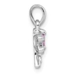 Sterling Silver Rhodium-plated Polished Green, Yellow and Pink CZ Dragonfly Pendant - Image 2