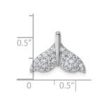 Sterling Silver Rhodium-plated CZ Whale Tail Pendant - Image 4