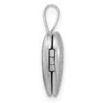 Sterling Silver Rhodium-plated D/C Enameled Floral Cross 12mm Heart Locket - Image 2