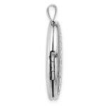 Sterling Silver Rhodium-plated Scroll Design 26x20mm Oval Locket - Image 2