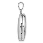 Sterling Silver Rhodium-plated Fleur de Lis 20mm Round Locket - Image 2