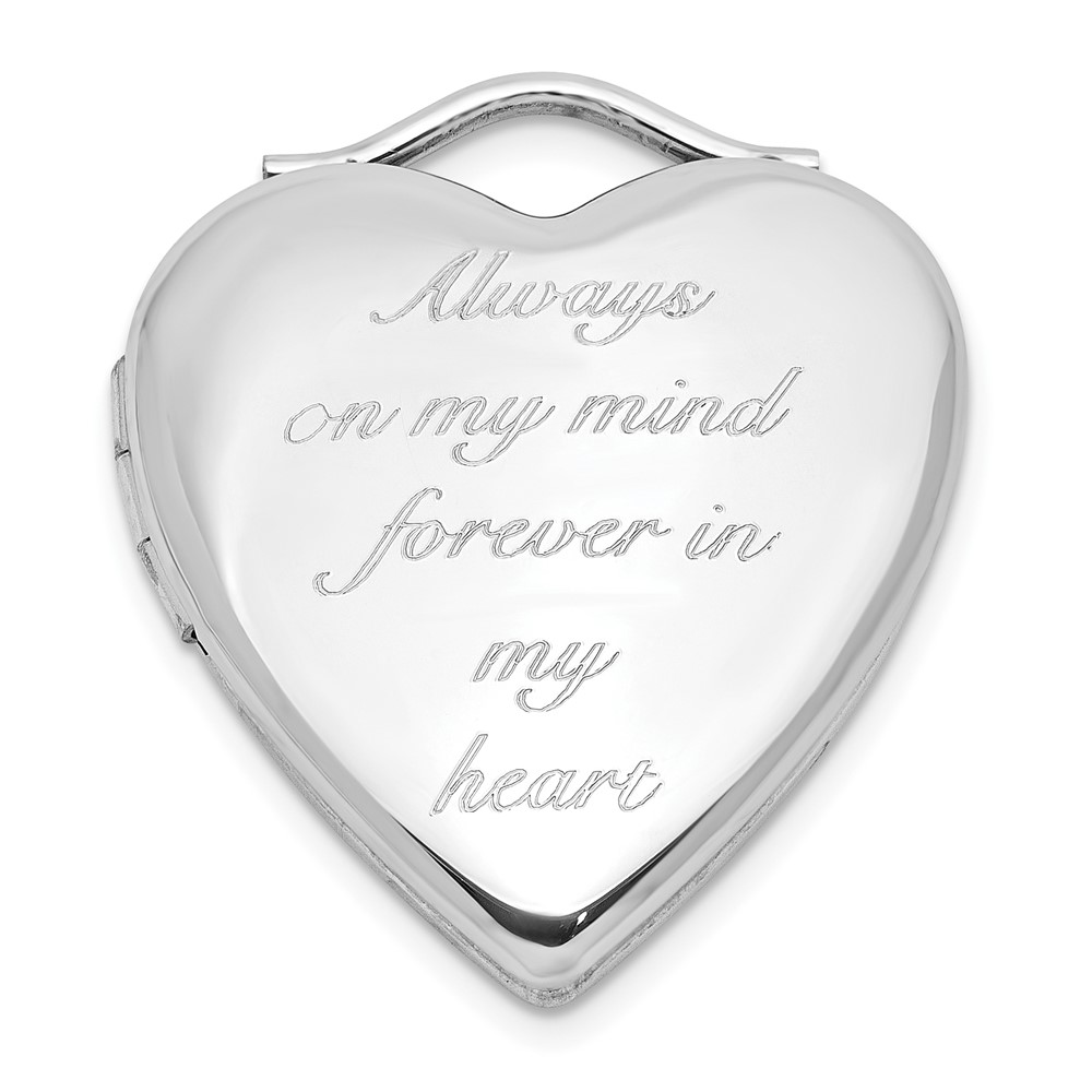 QLS1132.jpg Sterling Silver RH-pl ALWAYS IN MY HEART FOREVER.. 20mm Heart Locket - Image 1