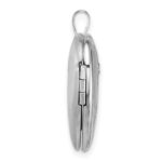 Sterling Silver Rhodium-plated Brushed 1/20 carat Diamond Two Dolphins 20mm Heart Locket - Image 2