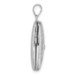 Sterling Silver Rhodium-plated Brushed And Polished 1/20 carat Diamond Foot Prints 24mm Heart Locket - Image 2
